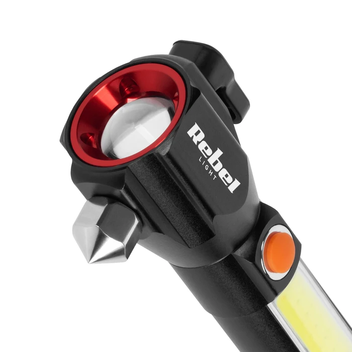 Επαναφορτιζόμενος Φακός Rebel πολλαπλών λειτουργιών (ζουμ, μαχαίρι, σφυρί για γυαλί)