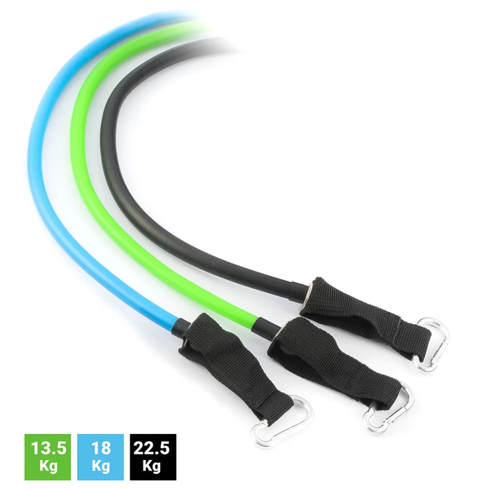 Ζώνες Ελαστικής Αντίστασης InnovaGoods με Αξεσουάρ και Οδηγό ʼσκησης Tribainer (πακέτο με 3)