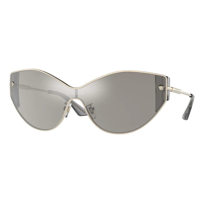 VERSACE Women's Sunglasses VE2239-12526G - Gold Metal Frame, Grey Mirror Lenses, Cat Eye, Category 3 (100% UV)