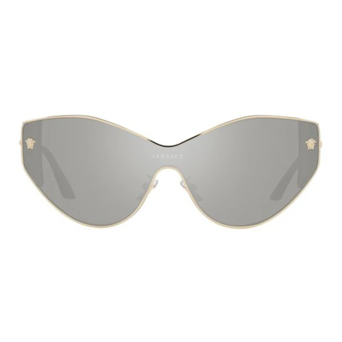 VERSACE Women's Sunglasses VE2239-12526G - Gold Metal Frame, Grey Mirror Lenses, Cat Eye, Category 3 (100% UV)