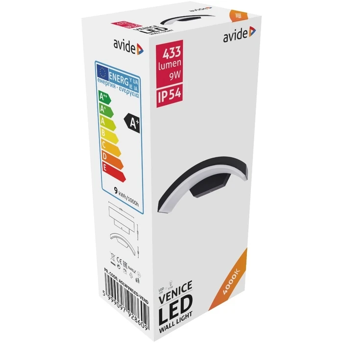 Εξωτερικό Φωτιστικό Avide Τοίχου Venice Down LED 9W Λευκό 4000K IP54