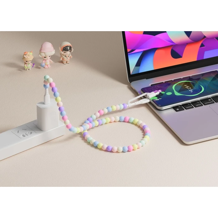 Cable XO Colourful Bead Type C to Type C and Lightning 60W 27W 1m