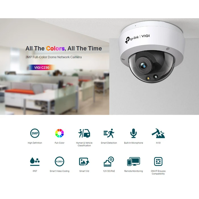 Κάμερα Παρακολούθησης TP-Link IP VIGI C230, 4mm, 3MP, PoE, IP67/IK10, Ver. 1.0