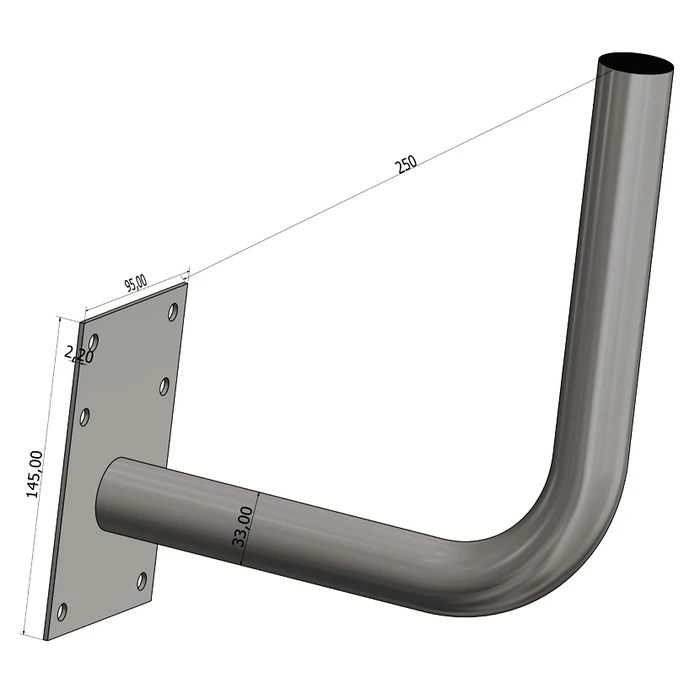 Βάση Κεραίας Vikar τοίχου 22013, Φ33x250mm x2mm