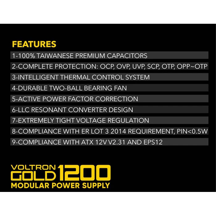 Τροφοδοτικό 1200W Armaggeddon PSU VOLTRON GOLD 80+ RATING