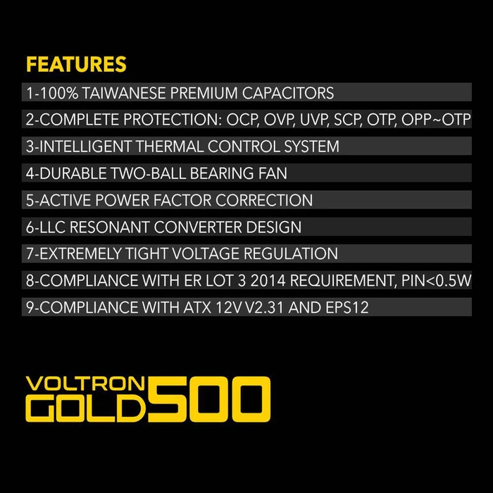 Τροφοδοτικό 500W Armaggeddon PSU VOLTRON GOLD 80+ RATING