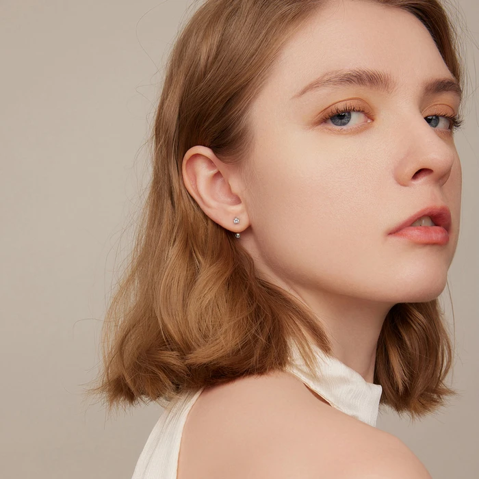 Σκουλαρίκι Bamoerα Μπάρα Vse157-A, με Κυβική Ζιρκόνια, Ασήμι 925, Ασημί