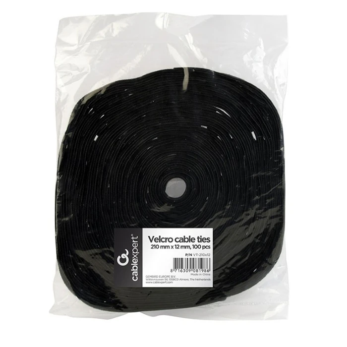 Δεματικά Καλωδιών Cablexpert Velcro 210mm 100pcs/Bag Black