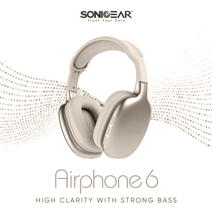 Headphones Sonic Gear Bt5.4 2024 Airphone 6 Champagne