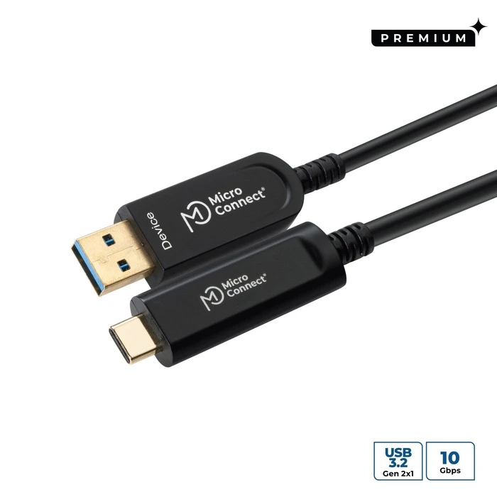 Καλώδιο Microconnect USB 2.0 USB-C αρσενικό σε USB-A, Μαύρο, 20 m