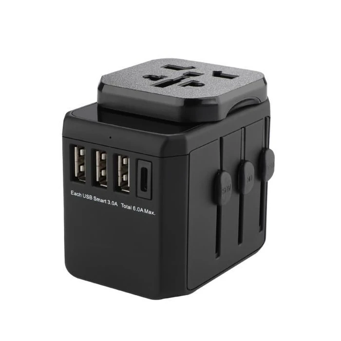 Microconnect MC-TRAVELADAPTER3 Αντάπτορας Πρίζας Universal σε Universal με 3 Θύρες USB