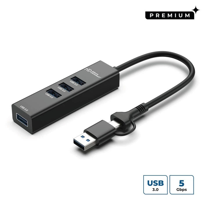 Microconnect Hub 4 Θυρών USB 3.0 με σύνδεση USB-C USBHUB4-2IN1