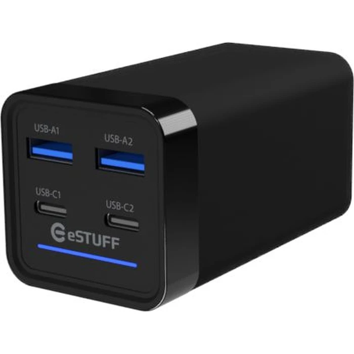 eStuff Βάση Φόρτισης 65W με 2xUSB-A & 2xUSB-C Μαύρο (ES635200)