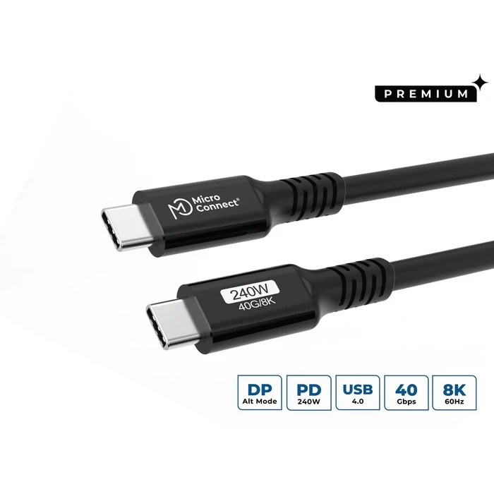 Microconnect USB-C to USB-C Cable 2m 240W USB 2.0 Black