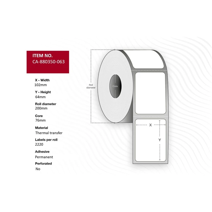 Capture Adhesive Labels on Roll 102 x 64 mm