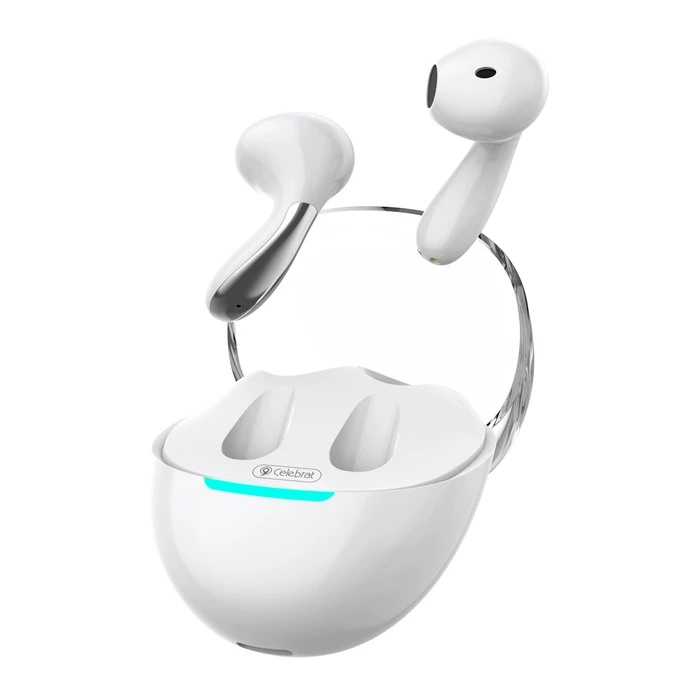 Bluetooth Handsfree Celebrat με Θήκη Φόρτισης W51, True Wireless, Φ13mm, Λευκά