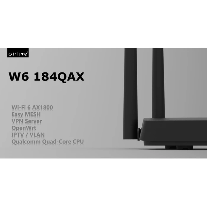 Router Airlive mesh W6184QAX, WiFi 6 dual band, AX1800, 4x Gigabit ports