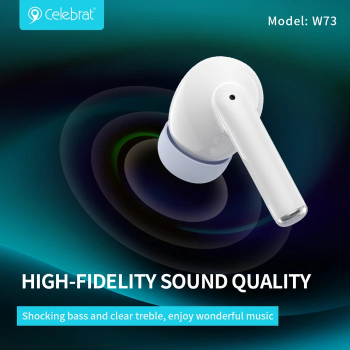 Celebrat W73 In-ear Bluetooth Handsfree Ακουστικά με Αντοχή στον Ιδρώτα και Θήκη Φόρτισης Μαύρα