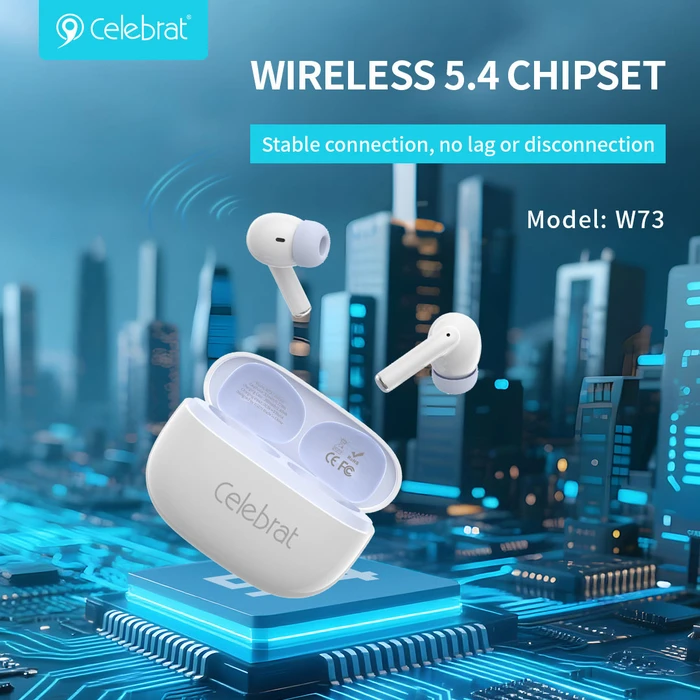 Celebrat W73 In-ear Bluetooth Handsfree Ακουστικά με Αντοχή στον Ιδρώτα και Θήκη Φόρτισης Μαύρα