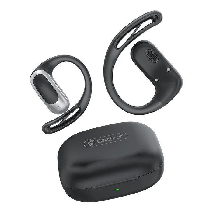 Celebrat W77 Open Ear Bluetooth Handsfree Ακουστικά με Θήκη Φόρτισης Μαύρα
