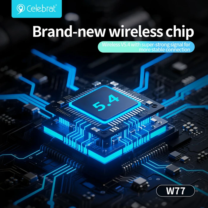 Celebrat W77 Open Ear Bluetooth Handsfree Ακουστικά με Θήκη Φόρτισης Μαύρα