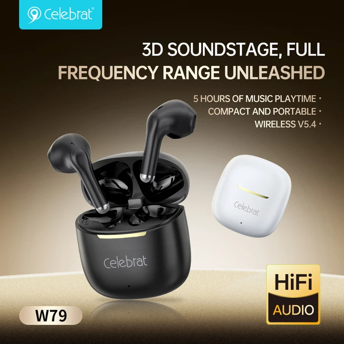 Celebrat W79 Earbud Bluetooth Handsfree Ακουστικά με Θήκη Φόρτισης Λευκά