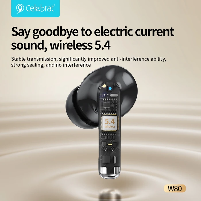 Celebrat W80 In-ear Bluetooth Handsfree Ακουστικά με Αντοχή στον Ιδρώτα και Θήκη Φόρτισης Γκρι