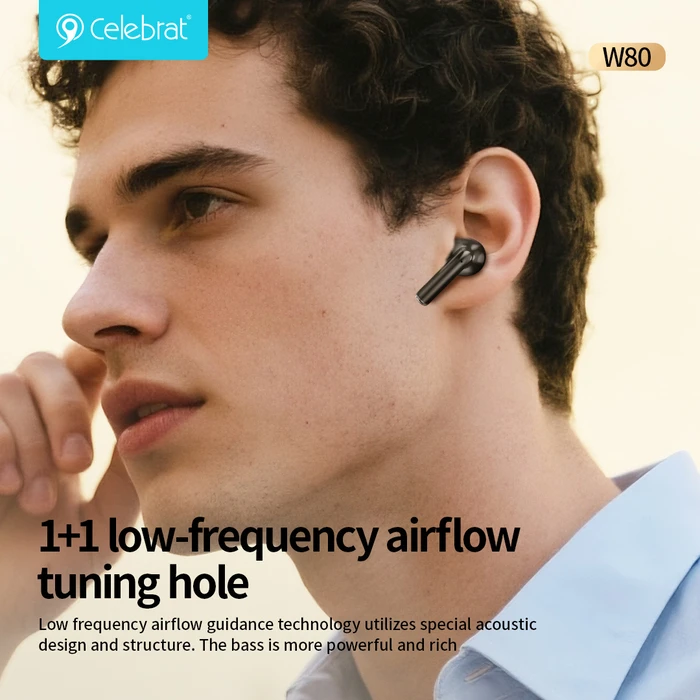 Celebrat W80 In-ear Bluetooth Handsfree Ακουστικά με Αντοχή στον Ιδρώτα και Θήκη Φόρτισης Λευκά