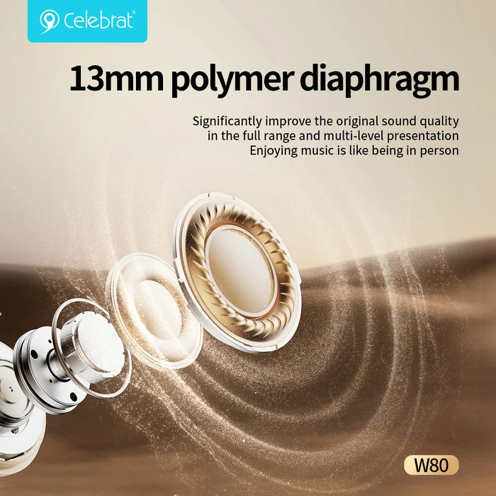 Celebrat W80 In-ear Bluetooth Handsfree Ακουστικά με Αντοχή στον Ιδρώτα και Θήκη Φόρτισης Λευκά
