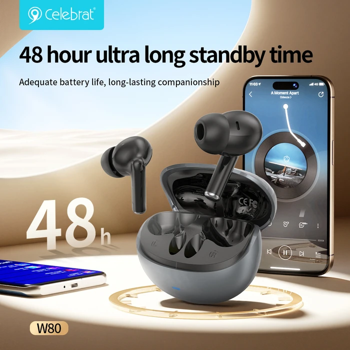Celebrat W80 In-ear Bluetooth Handsfree Ακουστικά με Αντοχή στον Ιδρώτα και Θήκη Φόρτισης Λευκά