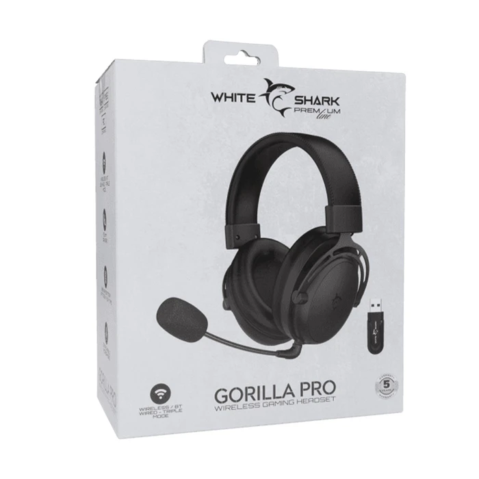 Gaming Headset White Shark Triple Mode Wireless/Bt/3.5mm Gaming Wgh-2443 Black