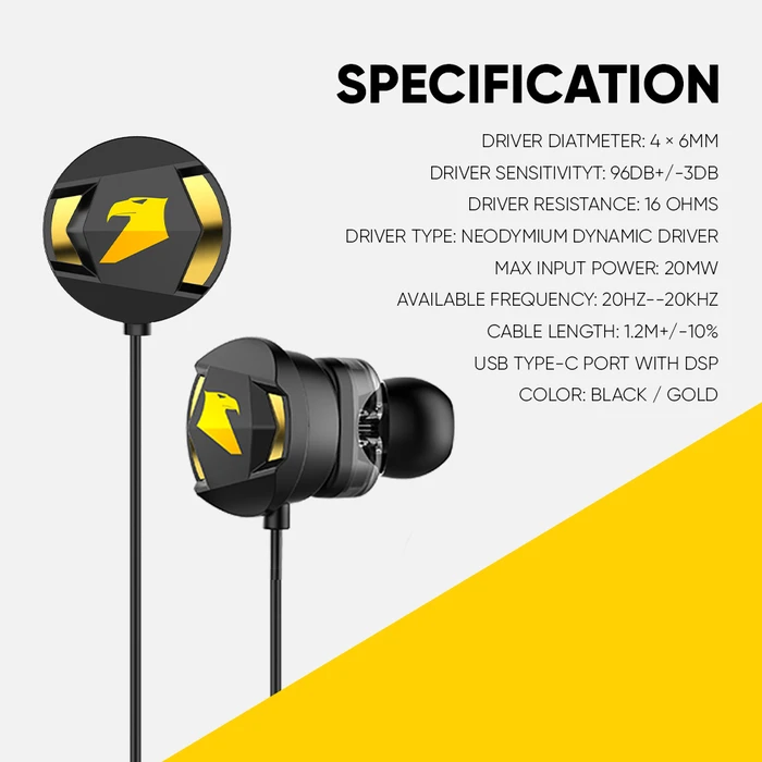 Armaggeddon WASP-5C-B In-ear Handsfree Ακουστικά USB-C Μαύρο