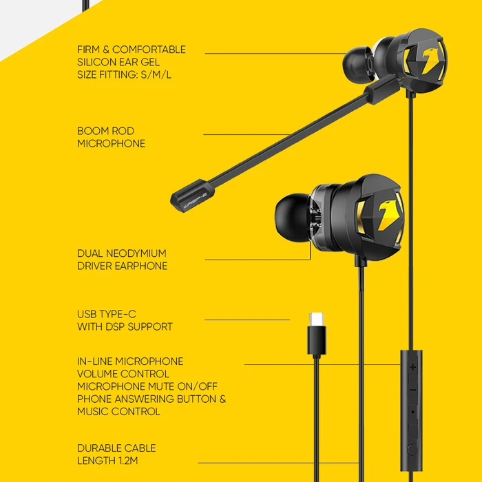 Armaggeddon WASP-5C-B In-ear Handsfree Ακουστικά USB-C Μαύρο