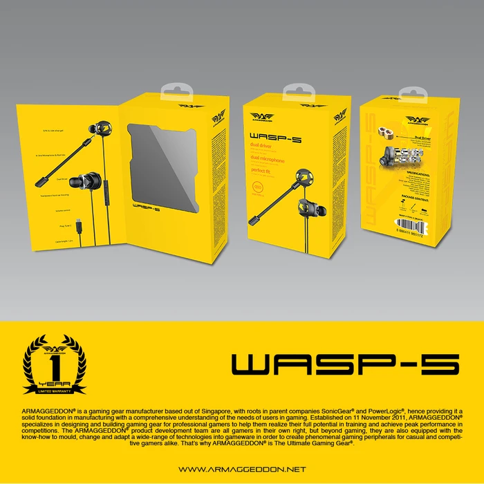 Armaggeddon WASP-5C-B In-ear Handsfree Ακουστικά USB-C Μαύρο