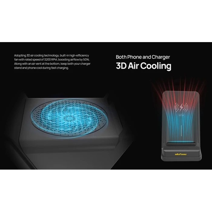 Ασύρματος Φορτιστής Ulefone & Βάση Smartphone Wcs01, 50W, Μαύρος