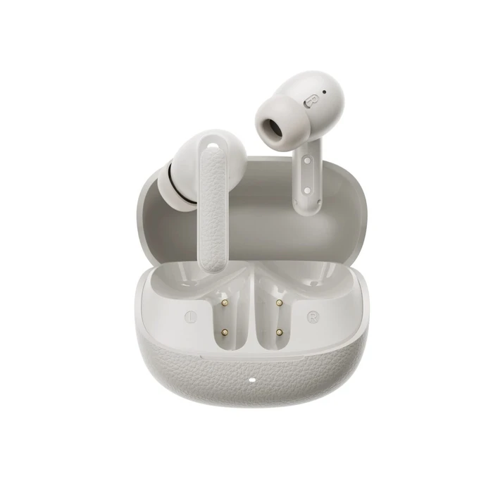Bluetooth Handsfree Qcy Buds ANC Cream Grey (HT15) - 45db ANC TWS 35h 5 mic ENC