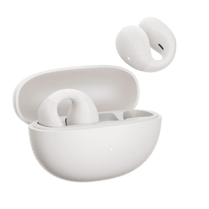 Bluetooth Handsfree Qcy Crossky C10 White TPU Earclip, IPX5 Noise Reduction BT 5.4 30h