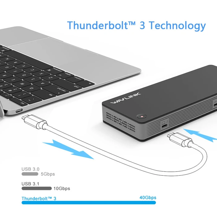 Docking Station Wavlink THUNDERBOLT 3 60W with DP TO HDMI 4K 60HZ