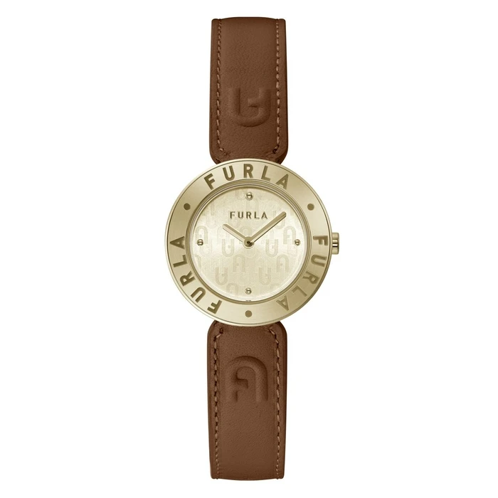 Γυναικείο Ρολόι Furla Ww00004002L2 (30mm) Δερμάτινο Λουράκι Καφέ