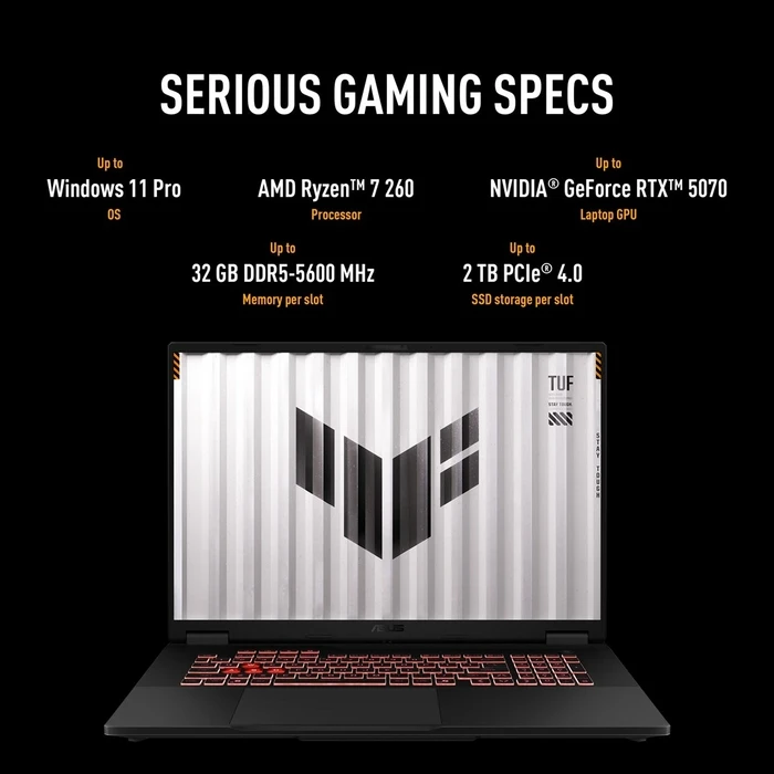 Asus Laptop Gaming TUF Gaming A18 FA808UM-S9058 AMD Ryzen 7 260 18 inches 2 5K 16GB 512GB SSD RTX 5060 NoOS Gray