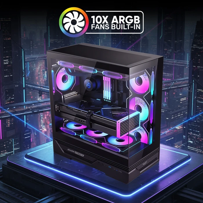 ARMAGGEDDON Aquaron Xtreme X10 - Midi Tower Gaming Κουτί Υπολογιστή (Μαύρο)