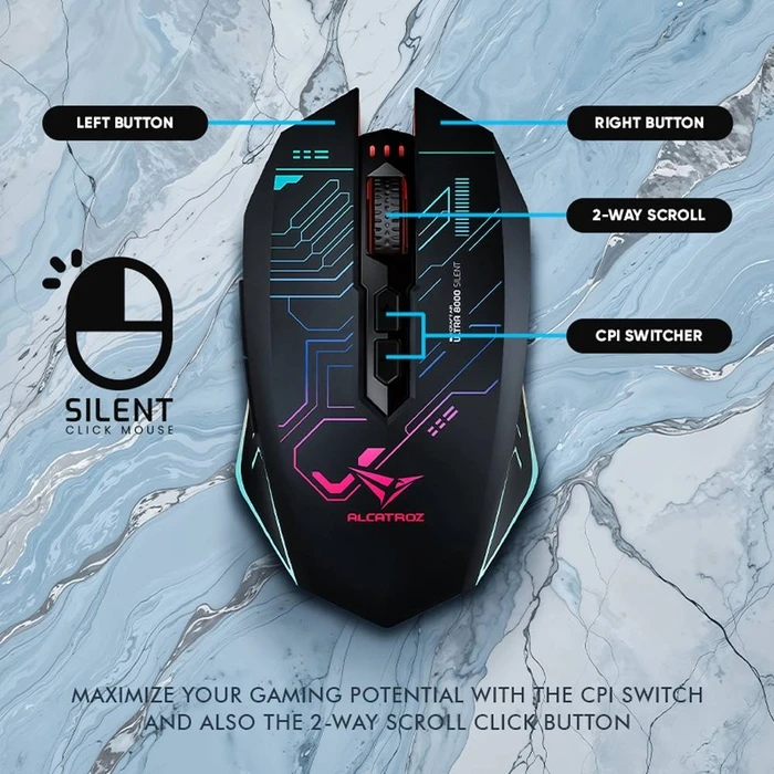 Gaming Ποντίκι Alcatroz Silent 2.4G Wireless Rgb 4800 Cpi X-Craft Air Ultra 7000