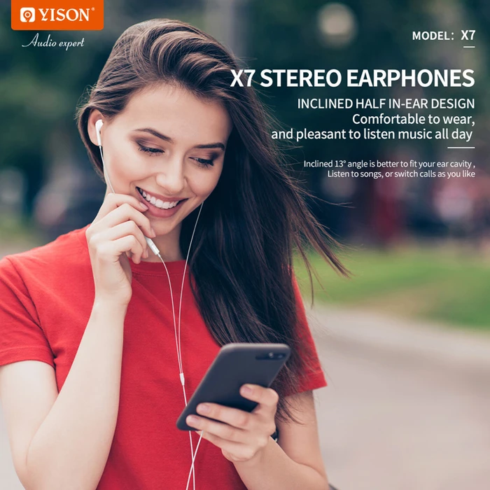 Handsfree Ακουστικά Yison με Μικρόφωνο X7, Lightning, 1.2m, λευκά