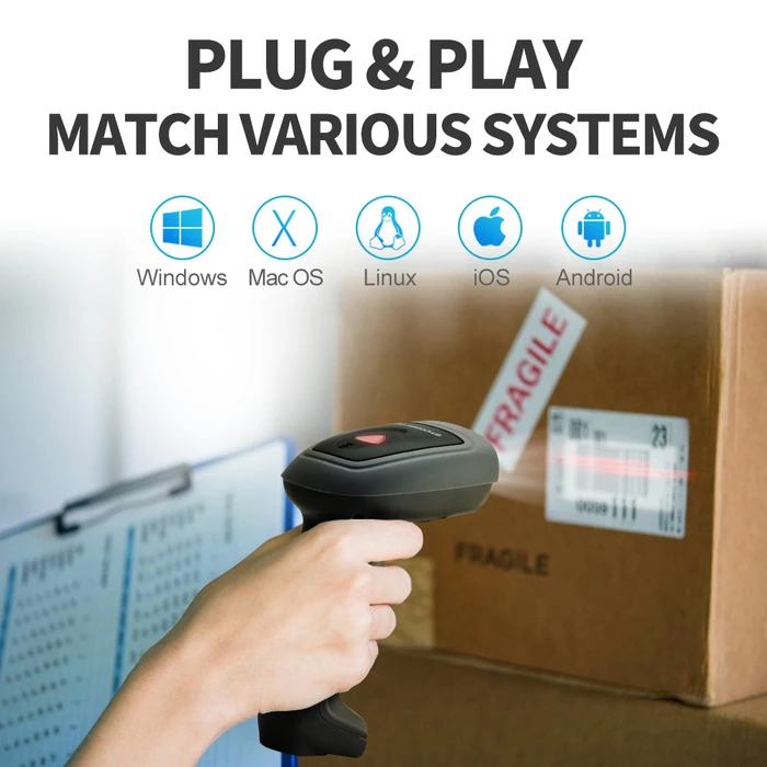 Barcode Scanner Gtcodestar X-1901B με Βάση, 1D & 2D, Ενσύρματο & Ασύρματο, 2000mAh, Μαύρο