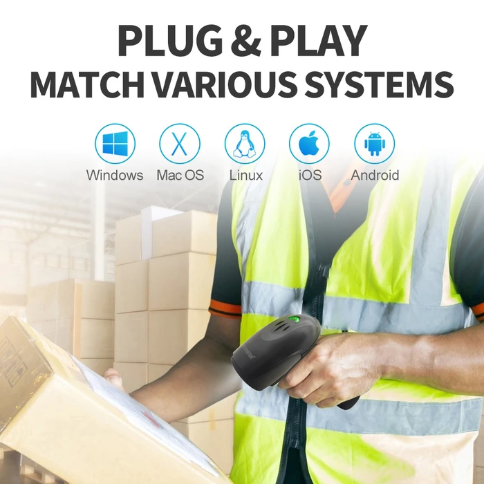 Barcode Scanner Gtcodestar X-9701B, 1D & 2D, ενσύρματο & Ασύρματο, Bluetooth, 2000mAh, Μαύρο