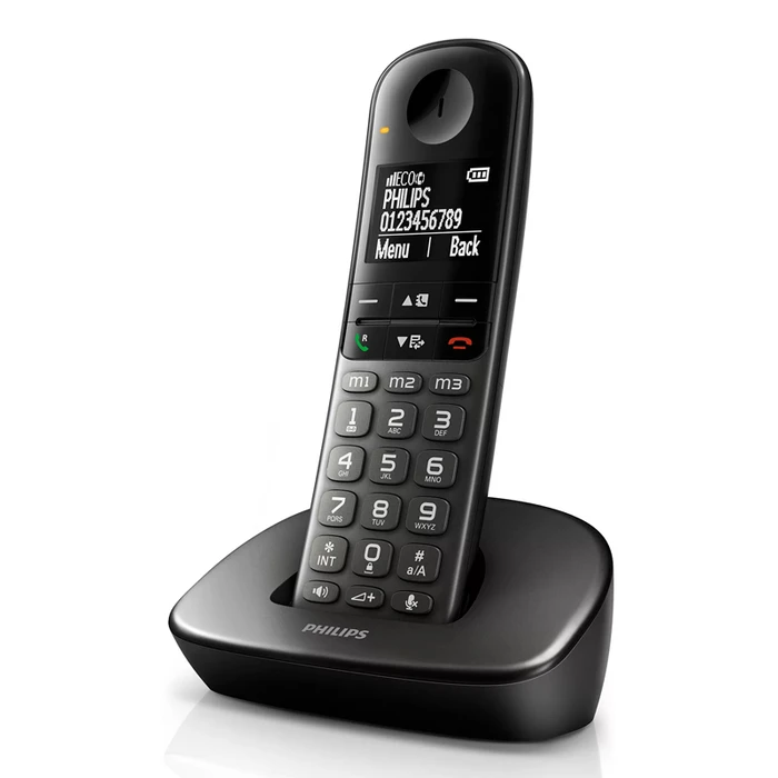 Ασύρματο Τηλέφωνο Philips XL4901DS/34, με ελληνικό μενού, μαύρο
