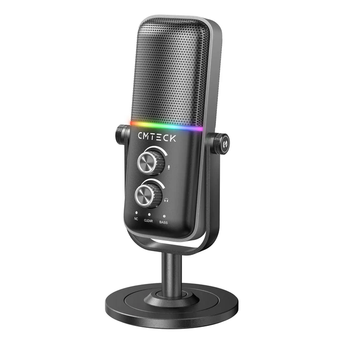 Μικρόφωνο Cmteck Επιτραπέζιο Xm600, Omnidirectional/Καρδιοειδές, Usb, Rgb Led, Μαύρο