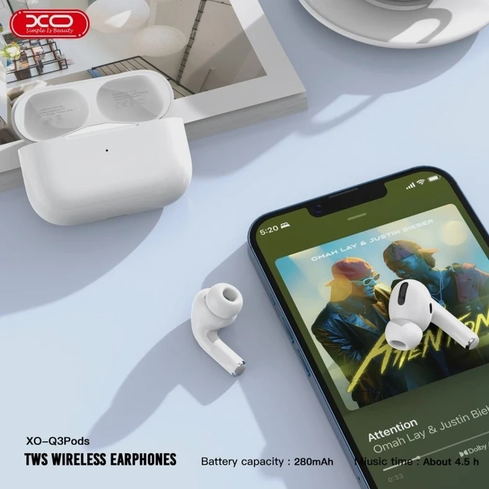 Bluetooth Handsfree XO Q3Pods (3ης γενιάς με Αισθητήρα Αυτιού Και Ασύρματη Φόρτιση)