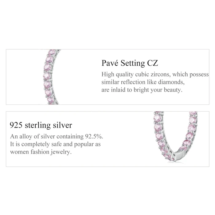 Σκουλαρίκι Bamoerα Κρίκος Yie138-Pk με Κυβική Ζιρκόνια, Ασήμι 925, Ασημί