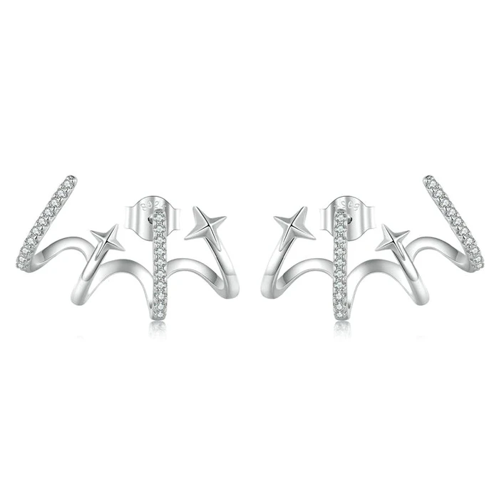 BAMOER Σκουλαρίκια Καρφωτά YIE223 με Κυβική Ζιρκόνια Ασήμι 925